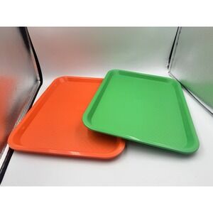 Lot Of 2 Plastic Eating Food Serving Tray for Cafeteria Lunch Kids 15.5" x 11.5"